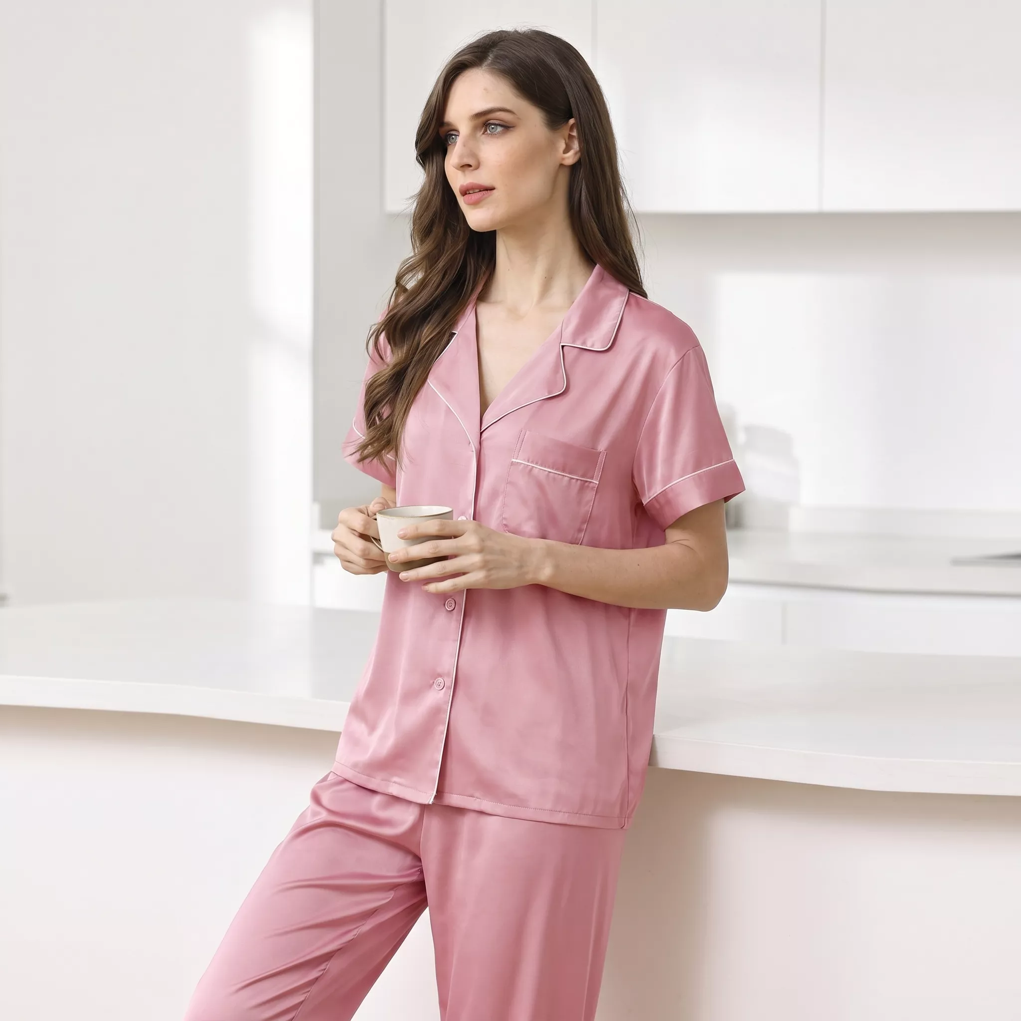 Womens Pajamas Set  Pajama Sets Soft Sleepwear XS-XXL Button Down Lounge Sets Nightwear Long Pants Pjs Sets