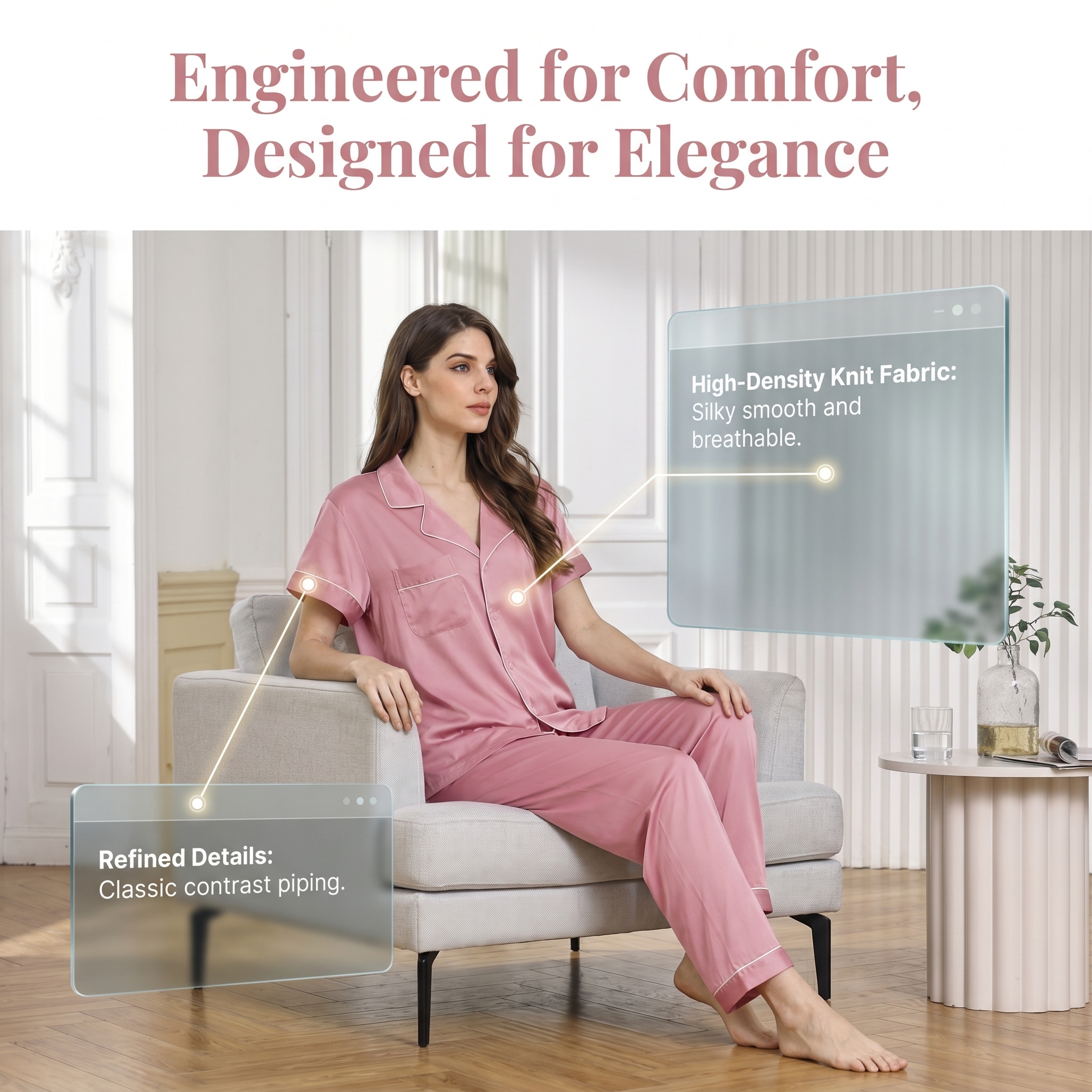 Womens Pajamas Set  Pajama Sets Soft Sleepwear XS-XXL Button Down Lounge Sets Nightwear Long Pants Pjs Sets